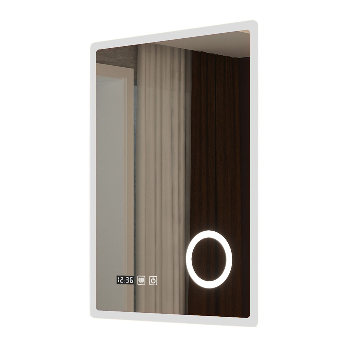 Espejo de pared con LED Racale para baño IP65 con reloj antivaho 60x3