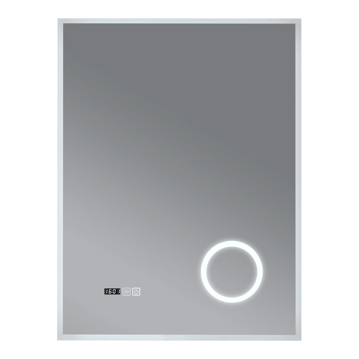Espejo de pared con led lizzano para baño ip65 con antivaho y lupa aluminio 80 x 60 x 3 cm - blanco [pro.tec]