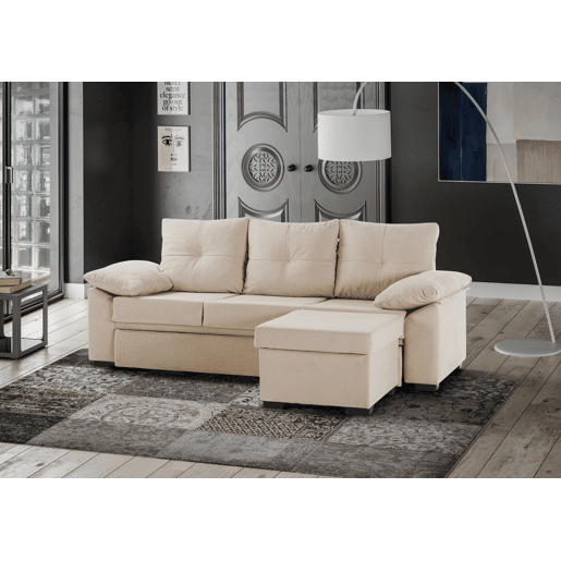 Sofá-cama chaise longue reversível cinza Panamá. Matris