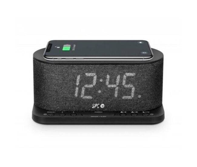 Despertador con base de carga inalámbrica spc gisli radio fm puerto carga-usb 2.1a