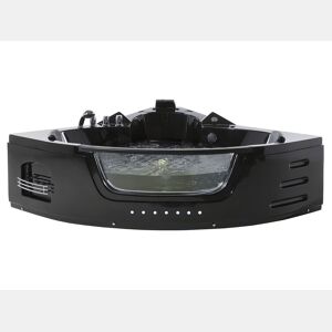 Banheira de hidromassagem de canto com LED MARTINICA 1980 x 1440 mm Preto
