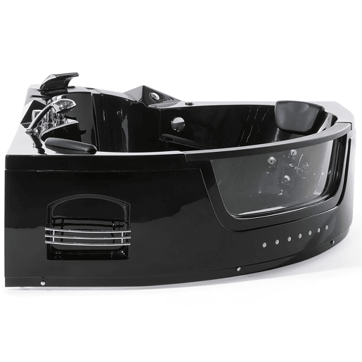 Banheira de hidromassagem de canto com LED MARTINICA 1980 x 1440 mm Preto