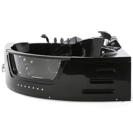 Banheira de hidromassagem de canto com LED MARTINICA 1980 x 1440 mm Preto