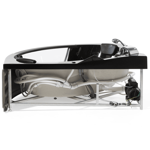 Banheira de hidromassagem de canto com LED MARTINICA 1980 x 1440 mm Preto