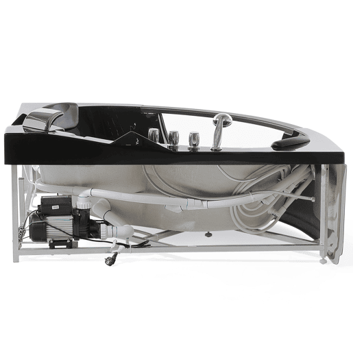 Banheira de hidromassagem de canto com LED MARTINICA 1980 x 1440 mm Preto