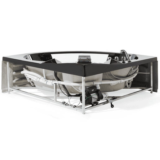 Banheira de hidromassagem de canto com LED MARTINICA 1980 x 1440 mm Preto
