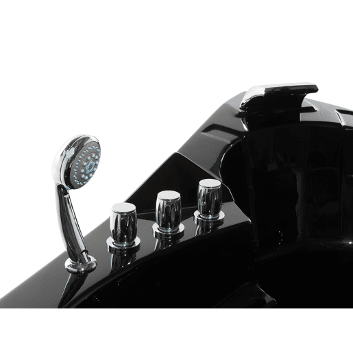 Banheira de hidromassagem de canto com LED MARTINICA 1980 x 1440 mm Preto