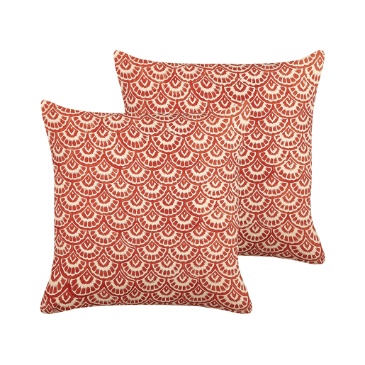 Conjunto de 2 almofadas decorativas RHUS Algodão 45 x 45 cm Vermelho Padrão geométrico