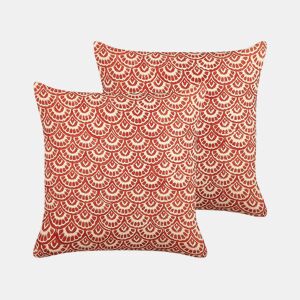 Conjunto de 2 almofadas decorativas RHUS Algodão 45 x 45 cm Vermelho Padrão geométrico
