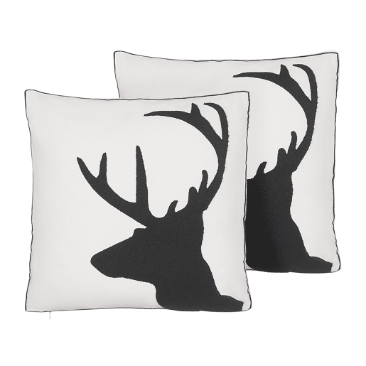 Conjunto de 2 almofadas decorativas SHADRACK Algodão 45 x 45 cm Branco Padrão natalicio