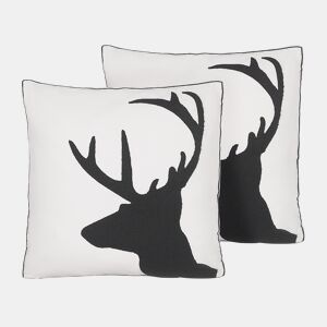 Conjunto de 2 almofadas decorativas SHADRACK Algodão 45 x 45 cm Branco Padrão natalicio