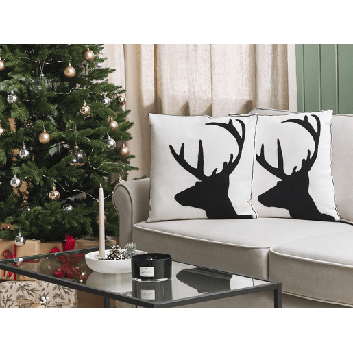 Conjunto de 2 almofadas decorativas SHADRACK Algodão 45 x 45 cm Branco Padrão natalicio