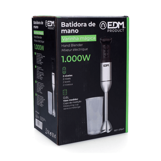 Varinha mágica EDM 1000W com copo medidor em aço inoxidável