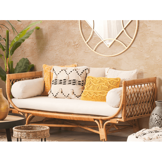 Conjunto de 2 almofadas decorativas THONDI Algodão 45 x 45 cm Creme Às riscas