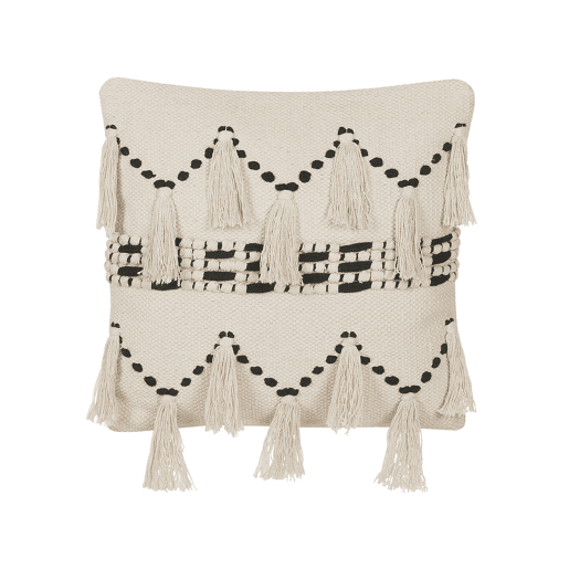 Conjunto de 2 almofadas decorativas THONDI Algodão 45 x 45 cm Creme Às riscas
