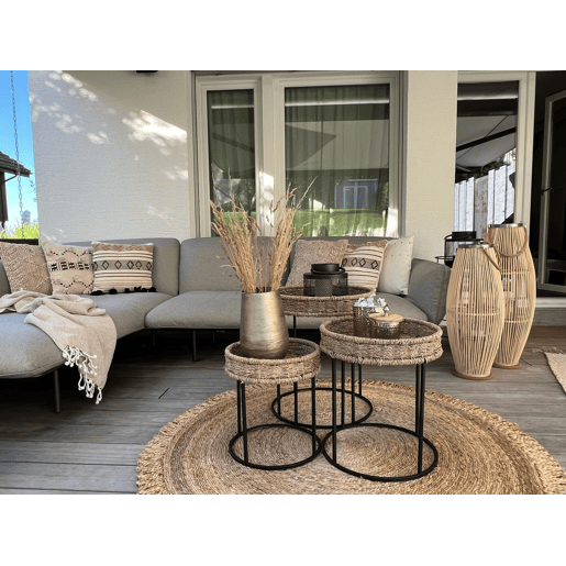 Conjunto de 2 almofadas decorativas THONDI Algodão 45 x 45 cm Creme Às riscas