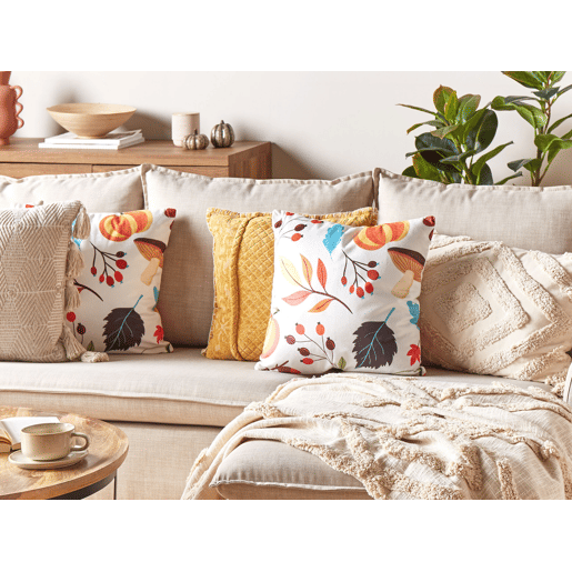 Almofada decorativa VISCARIA Veludo 45 x 45 cm Multicolor Padrão de plantas
