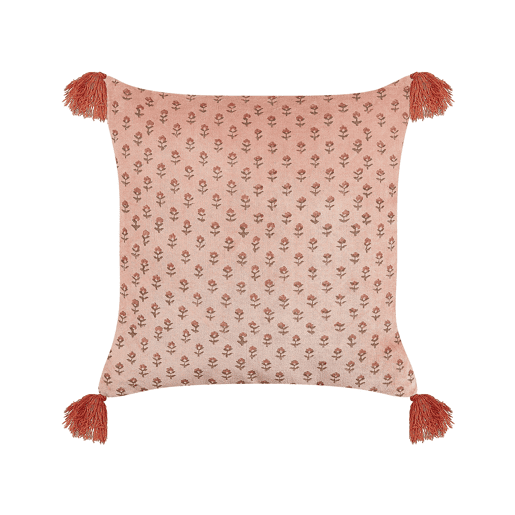 Almofada decorativa RUMHORA Veludo 45 x 45 cm Rosa Padrão floral