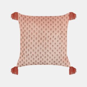 Almofada decorativa RUMHORA Veludo 45 x 45 cm Rosa Padrão floral
