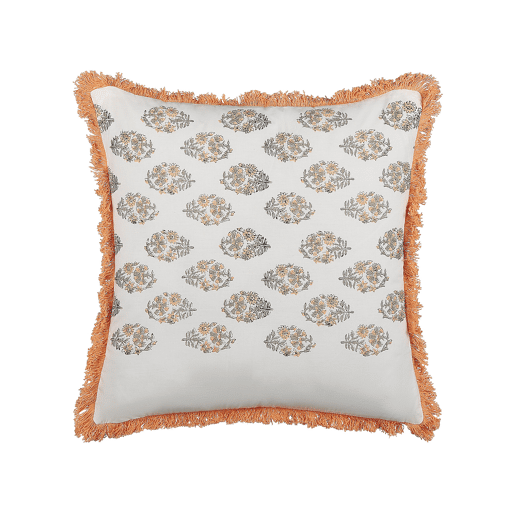 Almofada decorativa SATIVUS Algodão 45 x 45 cm Laranja Padrão floral
