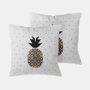 Conjunto de 2 almofadas decorativas YASMIN Algodão 45 x 45 cm Branco Dourado Preto Padrão de plantas