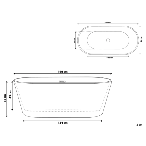 Banheira autónoma HAVANA 1600 x 800 mm Branco Banheira autónoma HAVANA 1600 x 800 mm Branco
