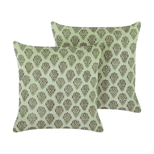 Conjunto de 2 almofadas decorativas RUNGIA Veludo 45 x 45 cm Verde Padrão floral