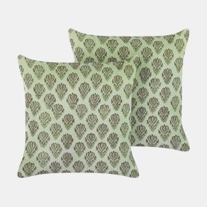 Conjunto de 2 almofadas decorativas RUNGIA Veludo 45 x 45 cm Verde Padrão floral