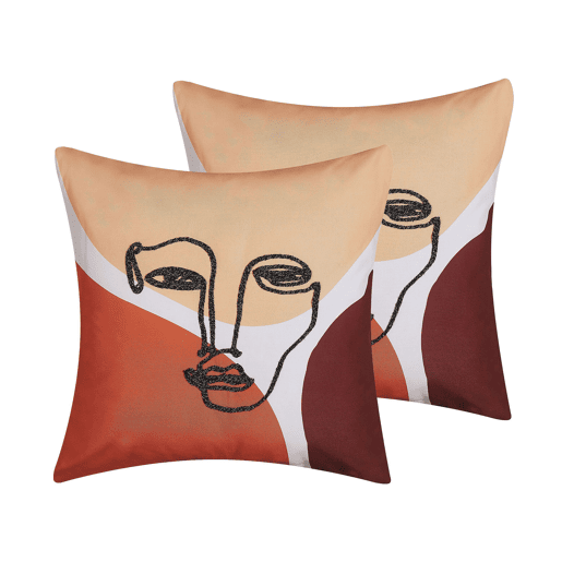 Conjunto de 2 almofadas decorativas RUDBEKIA 45 x 45 cm Multicolor Padrão abstracto