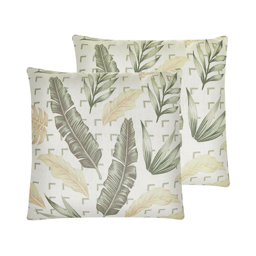 Conjunto de 2 almofadas decorativas RHAPIS 45 x 45 cm Verde Padrão de plantas