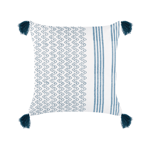 Almofada decorativa TILIA Algodão 45 x 45 cm Azul Padrão geométrico