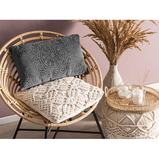 Conjunto de 2 almofadas decorativas VELOOR Algodão 30 x 50 cm Cinzento escuro Padrão oriental