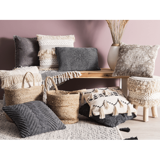 Conjunto de 2 almofadas decorativas VELOOR Algodão 30 x 50 cm Cinzento escuro Padrão oriental