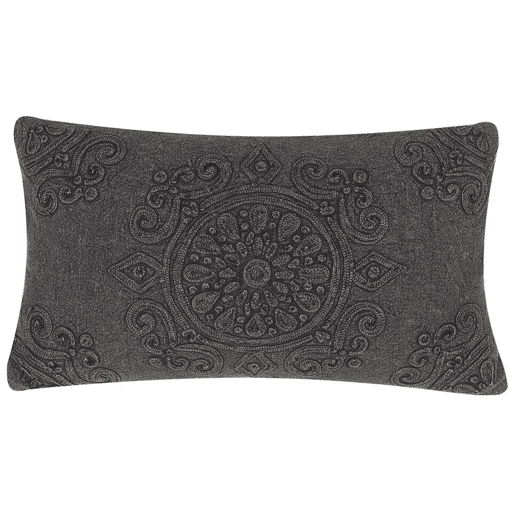 Conjunto de 2 almofadas decorativas VELOOR Algodão 30 x 50 cm Cinzento escuro Padrão oriental