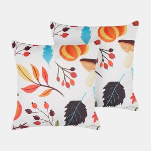 Conjunto de 2 almofadas decorativas VISCARIA Veludo 45 x 45 cm Multicolor Padrão de plantas