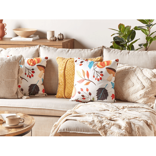 Conjunto de 2 almofadas decorativas VISCARIA Veludo 45 x 45 cm Multicolor Padrão de plantas