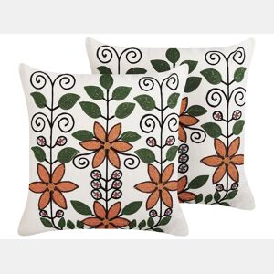 Conjunto de 2 almofadas decorativas VELLORE Algodão 50 x 50 cm Multicolor Padrão floral