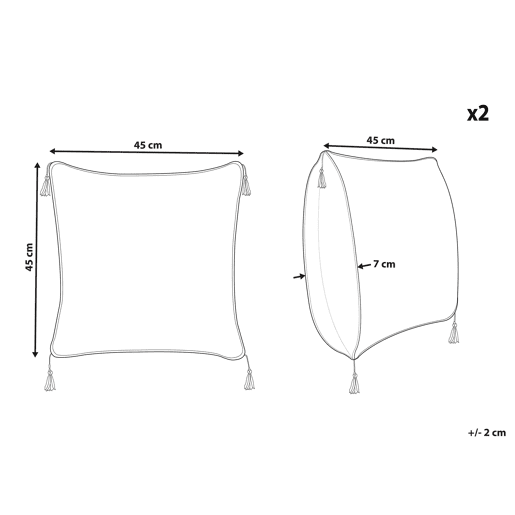 Conjunto de 2 almofadas decorativas SCHEFFLERA Veludo 45 x 45 cm Branco Padrão geométrico