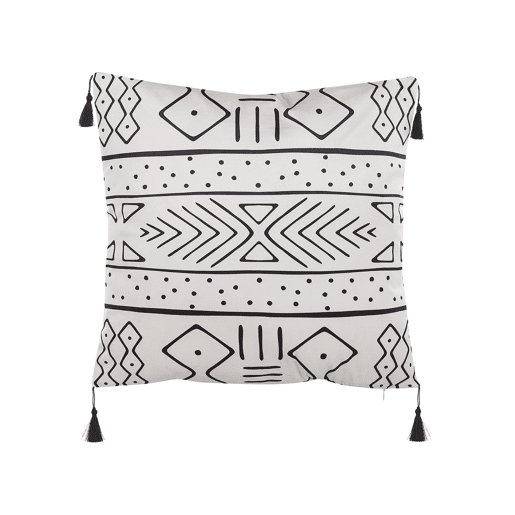 Conjunto de 2 almofadas decorativas SCHEFFLERA Veludo 45 x 45 cm Branco Padrão geométrico