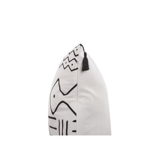 Conjunto de 2 almofadas decorativas SCHEFFLERA Veludo 45 x 45 cm Branco Padrão geométrico