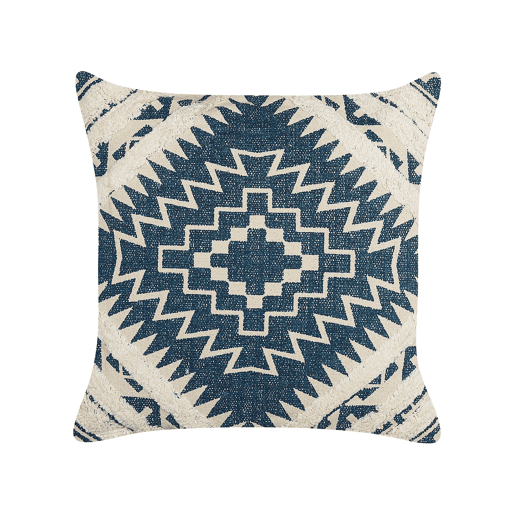 Conjunto de 2 almofadas decorativas SAFI Algodão 50 x 50 cm Azul Padrão geométrico