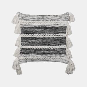 Almofada decorativa ROCHEA Algodão 45 x 45 cm Preto Às riscas