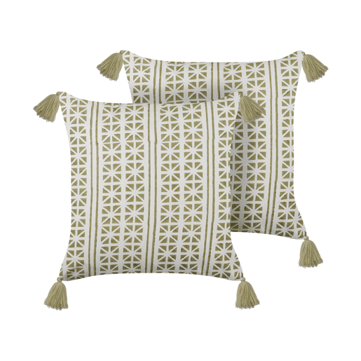 Conjunto de 2 almofadas decorativas SYRINGA Algodão 45 x 45 cm Verde Padrão geométrico