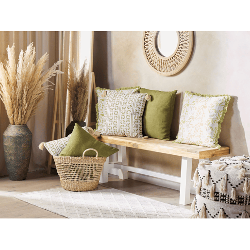 Conjunto de 2 almofadas decorativas SYRINGA Algodão 45 x 45 cm Verde Padrão geométrico