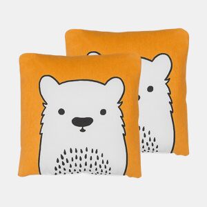 Conjunto de 2 almofadas decorativas WARANASI Algodão 45 x 45 cm Laranja
