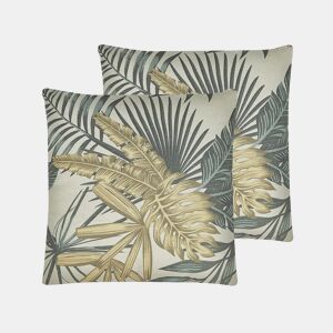 Conjunto de 2 almofadas decorativas TAGETES 45 x 45 cm Multicolor Padrão de plantas