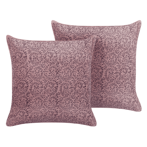 Conjunto de 2 almofadas decorativas ROMNEYA Veludo 45 x 45 cm Rosa Padrão floral