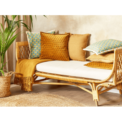 Conjunto de 2 almofadas decorativas RAPIS Veludo 45 x 45 cm Amarelo Padrão geométrico