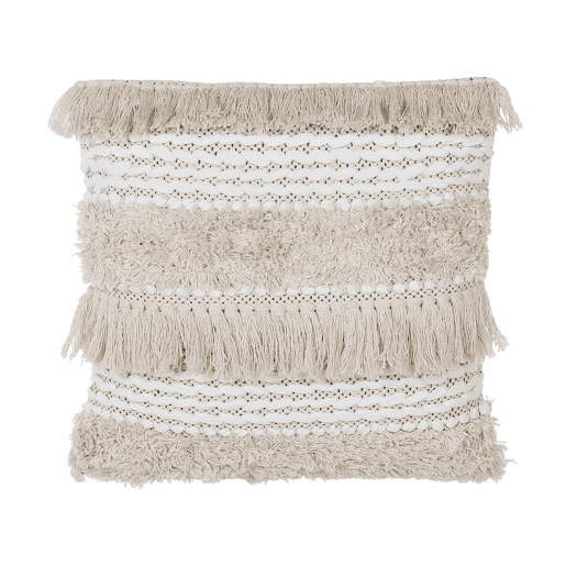 Conjunto de 2 almofadas decorativas VILLUR Algodão 45 x 45 cm Creme Às riscas