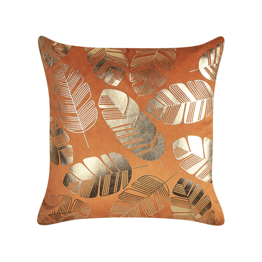 Conjunto de 2 almofadas decorativas SUNFLOWER Veludo 45 x 45 cm Laranja Padrão de plantas